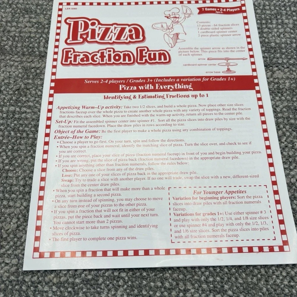 Pizza Fractions Fun Learning Resources Game Homeschool Math 100%‎ Complete